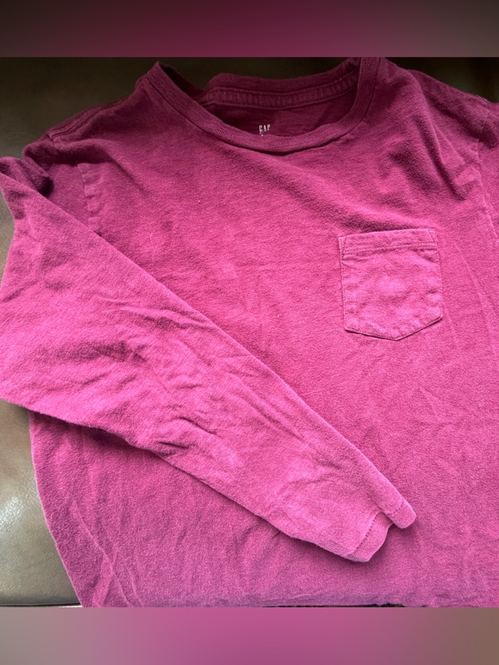 GAP youth large Long Sleeve Pocket Tee - Maroon